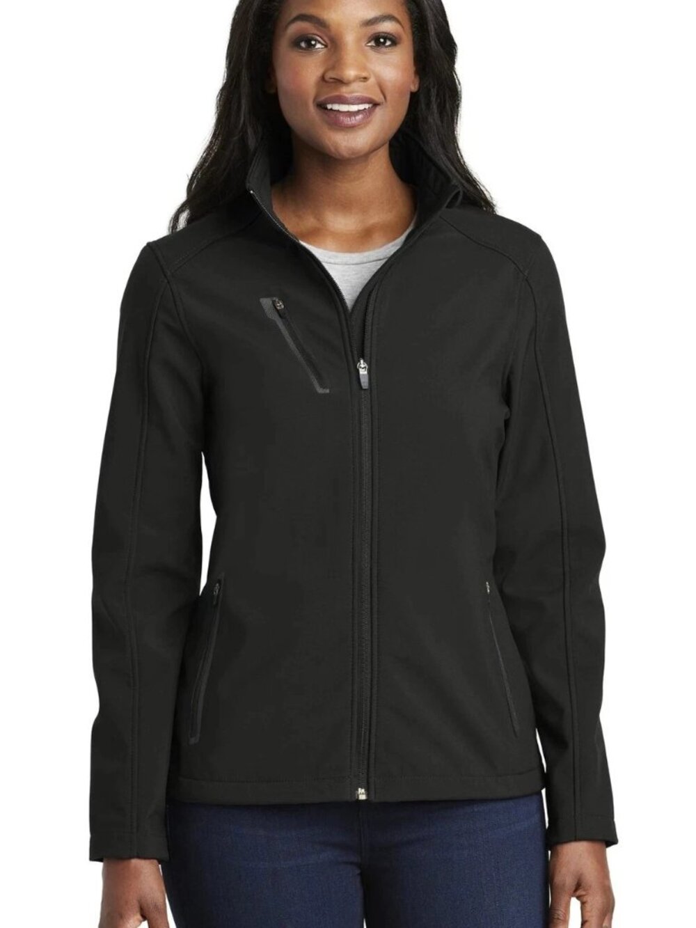 Port Authority L324 Ladies Welded Soft Shell Zippered Chest Pocket Jacket XSMALL